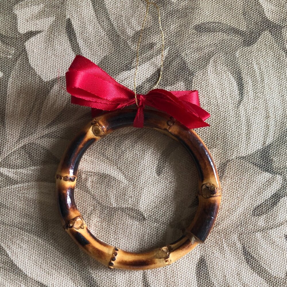 Vintage Hawaiian Carved Bamboo Bangle Bracelet Ornament